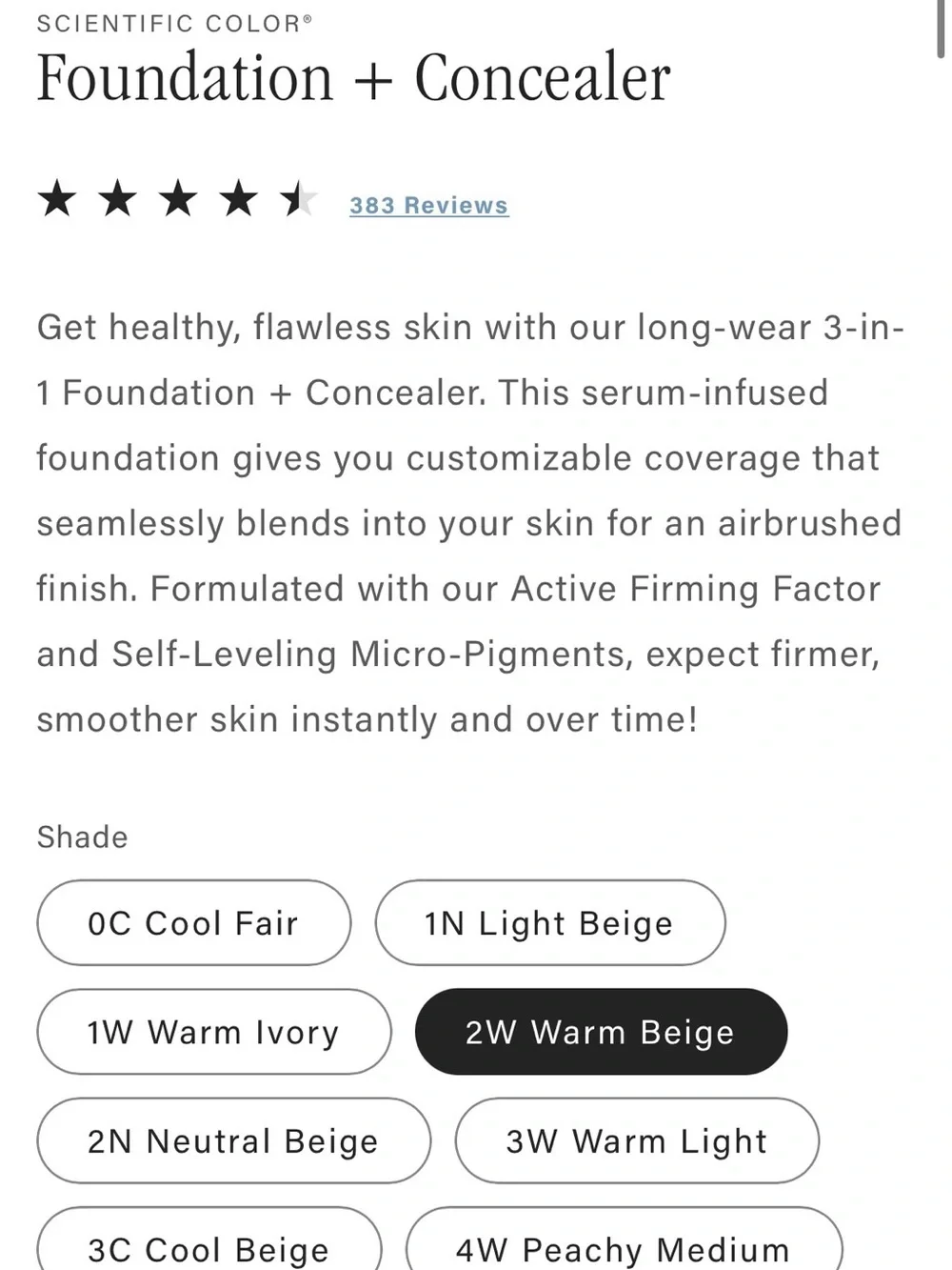 2W SKINN Foundation + Concealer — Warm Beige